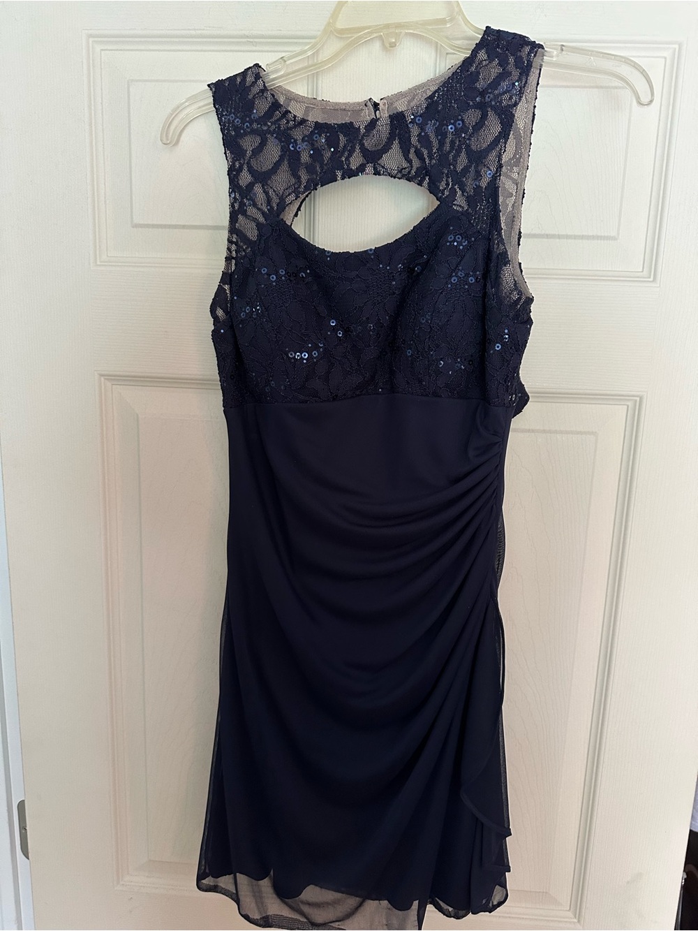 Morgan & Co. Navy Lace & Sequin Midi Dress